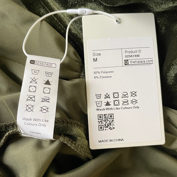 Velvet Long Sleeve Dress in Olive Green - Picture 2 of 4